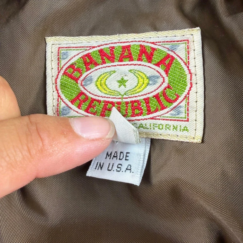 Vintage 80s Banana Republic Safari Leather Bomber Jacket Brown USA Men's Sz 40